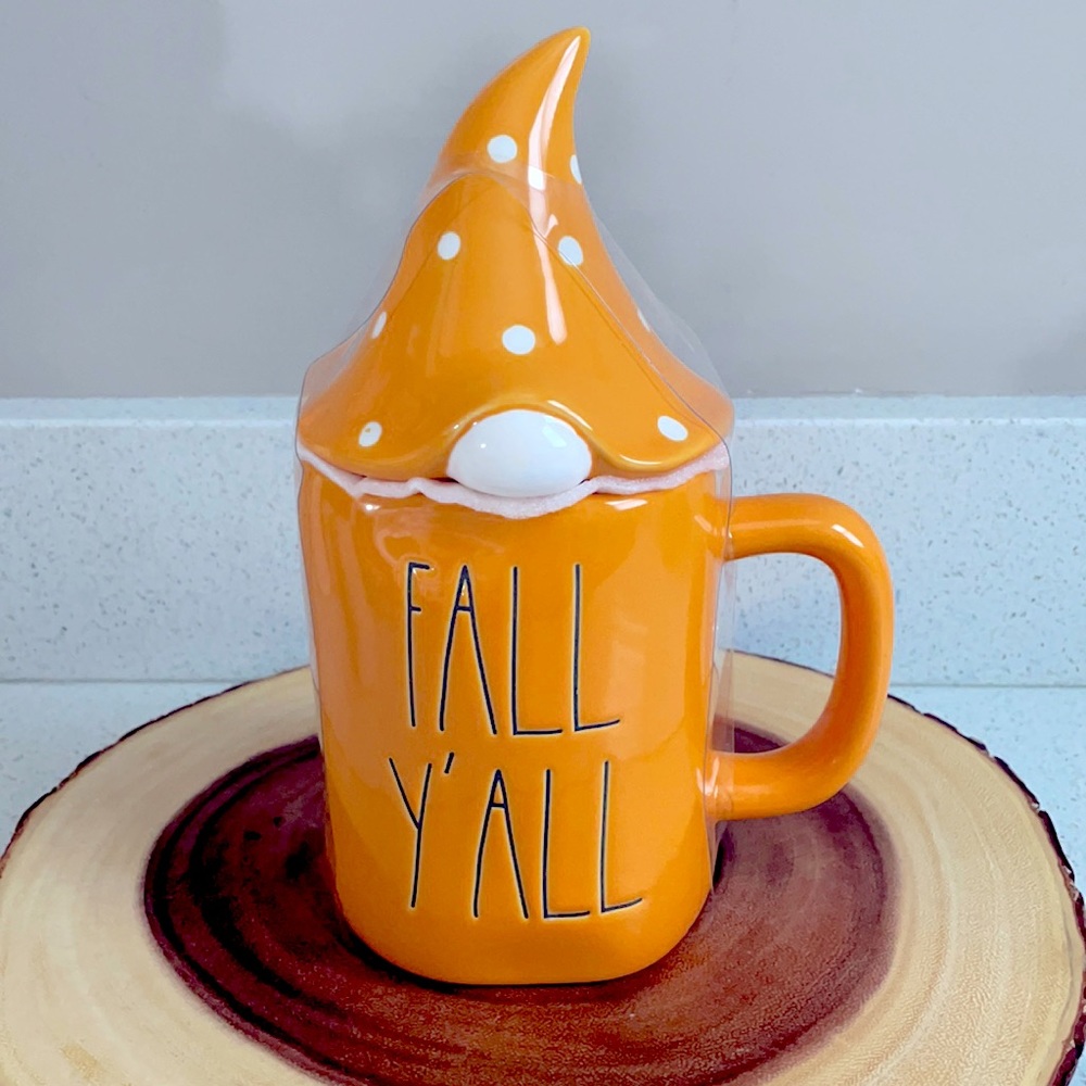 🍂 RAE DUNN FALL Y’ALL GNOME WITH TOPPER MODERN FARMHOUSE COFFEE TEA DECOR MUG